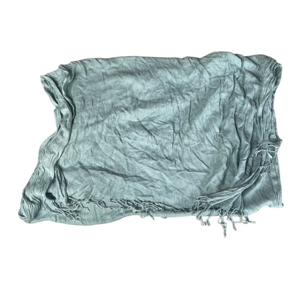 Teal Blue Lightweight Scarf with Fringe Accent